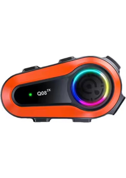 Q08-2X Rgb Işık Efektli Intercom Bluetooth Motosiklet Kask Kulaklığı Intercom Kulaklık