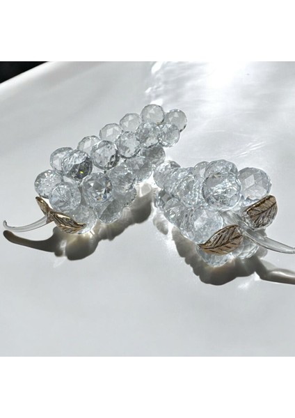 Dekoratif Kristal Cam Ikili Serbest Üzüm Şeffaf Gold