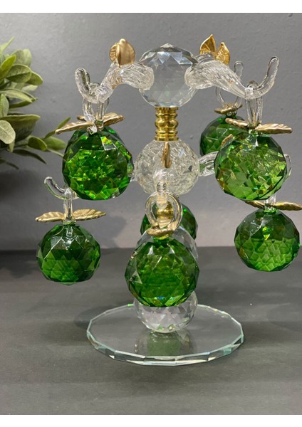 Dekoratif Kristal Cam Sekizli Ağaç Dal Elma Yeşil modelleri
