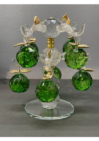 Dekoratif Kristal Cam Sekizli Ağaç Dal Elma Yeşil