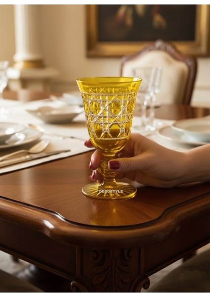 Gloria El Yapımı Kristalize Kadeh - Şık Likör, Şerbet ve Su Bardağı (200 ml)