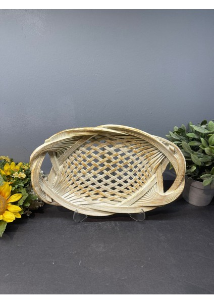 Dekoratif Polyester Tekli Hasır Sunumluk Tepsi Krem Gold Eskitme indirimleri