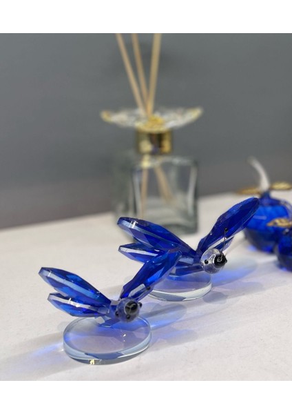 Dekoratif Kristal Cam Ikili Kelebek Biblo Mavi modelleri