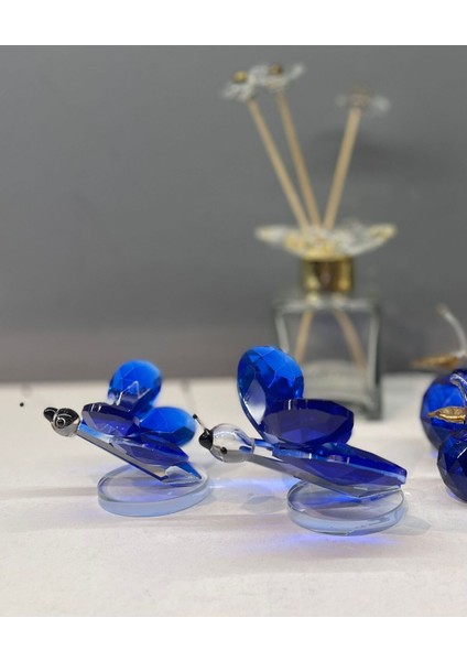 Dekoratif Kristal Cam Ikili Kelebek Biblo Mavi fırsatları