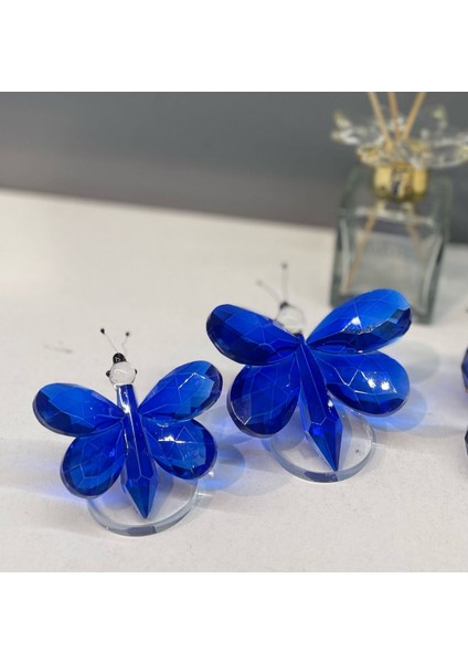 Dekoratif Kristal Cam Ikili Kelebek Biblo Mavi indirimleri