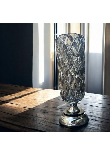 Dekoratif Kristal Cam Vazo Krom Kaplama Gümüş modelleri