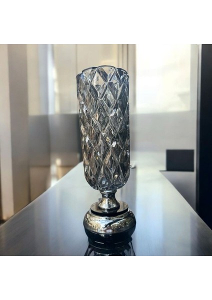 Dekoratif Kristal Cam Vazo Krom Kaplama Gümüş indirimleri