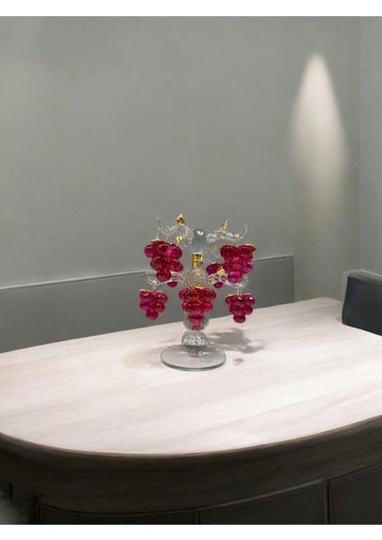 Dekoratif Kristal Cam Sekizli Salkım Üzüm Pembe Gold