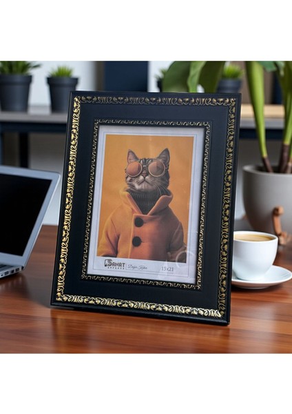 Dekoratif Ahşap Sanat Resim Çerçevesi Siyah-Gold 15X21 cm modelleri