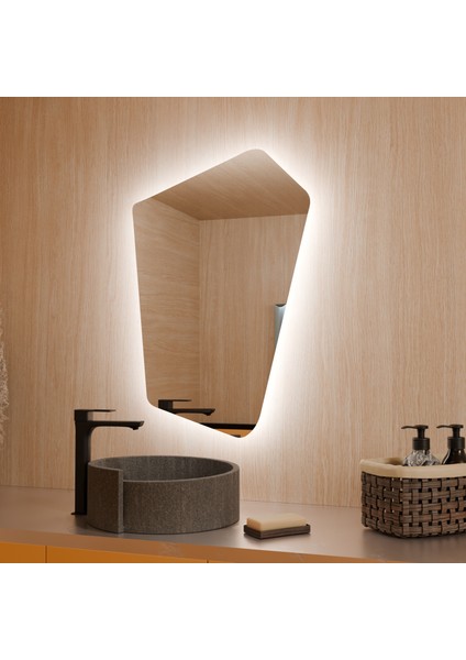 Asimetrik LED Ayna – Boho Tarzı Organik Form Modern Duvar Aynası fiyatları