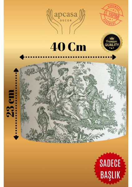 Vintage Toile De Jouy Desenli Lambader Başlığı Yeşil Lambader Başlığı fiyatları