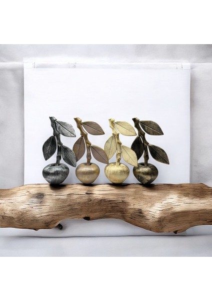 Dekoratif Polyester Tekli Dallı Elma Biblo Vizon Eskitme