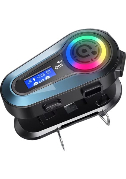 Q08 Max Rgb Işık Efektli Intercom Bluetooth Motosiklet Kask Kulaklığı Intercom Kulaklık