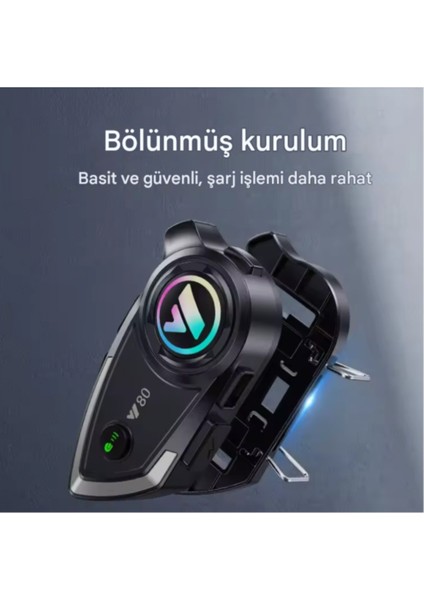 Y80 Interkom Motosiklet Kask Kulaklık Bluetooth 5.3 Type-C Su Geçirmez Intercom Set Iphone Android