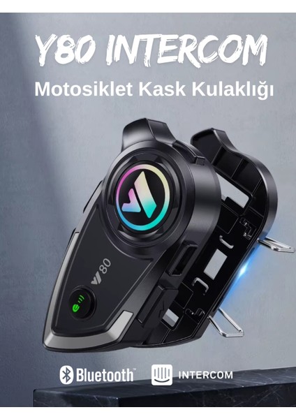Y80 Intercom Bluetooth Motosiklet Kask Kulaklığı Uyumlu Intercom Kulaklık