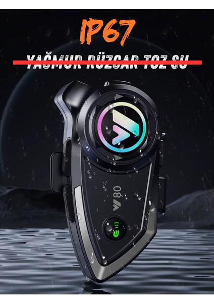 Y80 Intercom Bluetooth Motosiklet Kask Kulaklığı Uyumlu Intercom Kulaklık