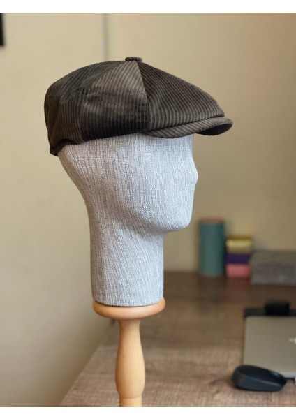 Standart Kışlık Kadife Ingiliz Kasket Dökümlü Peaky Blinders Model Erkek Kasket Kadife Kasket