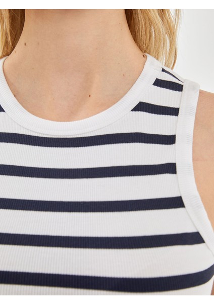 Yeni Sezon Bisiklet Yaka Çizgili Kadın Crop modelleri