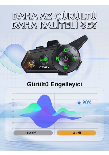 D2-6x 1000M Mesafeli 6 Kanallı Intercom Bluetooth Motosiklet Kask Kulaklığı Intercom Kulaklık modelleri