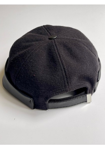 Unisex Deri Detaylı Cap Ayarlanabilir Docker Şapka Takke Şapka Retro Şapka Deri Takke Yünlü Şapka fiyatları