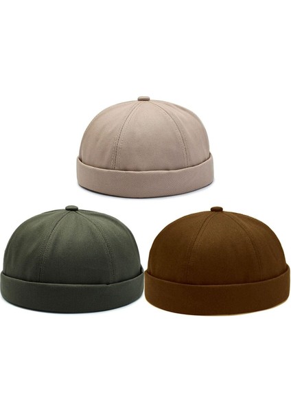 3 Lü Set %100 Pamuk Cap Ayarlanabilir Docker Şapka Yazlık Takke Şapka Retro Şapka Takke Şapka