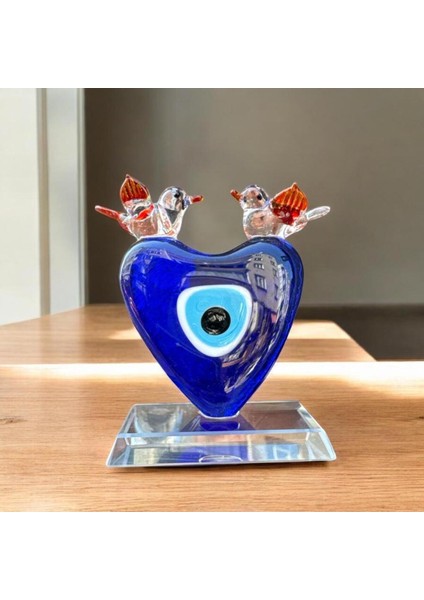 Dekoratif Kristal Cam Kalpli Kuşlu Nazar Boncuğu Turuncu