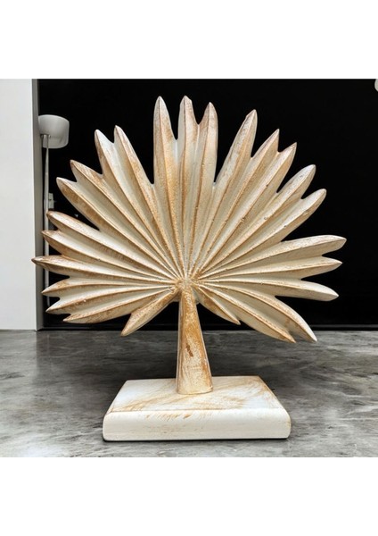 Dekoratif Polyester Tekli Dik Yelpaze Yaprak Krem-Gold Eskitme fırsatları