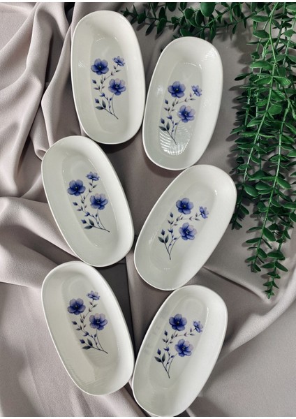 Mor Menekşe Model 6 Adet Oval Tabak