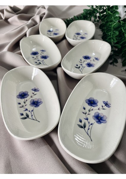 Mor Menekşe Model 6 Adet Oval Tabak modelleri