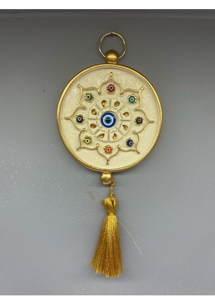 Dekoratif Polyester Tekli Nazarlık Küçük Boy Krem Gold fiyatları