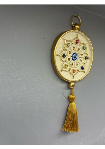 Dekoratif Polyester Tekli Nazarlık Küçük Boy Krem Gold modelleri