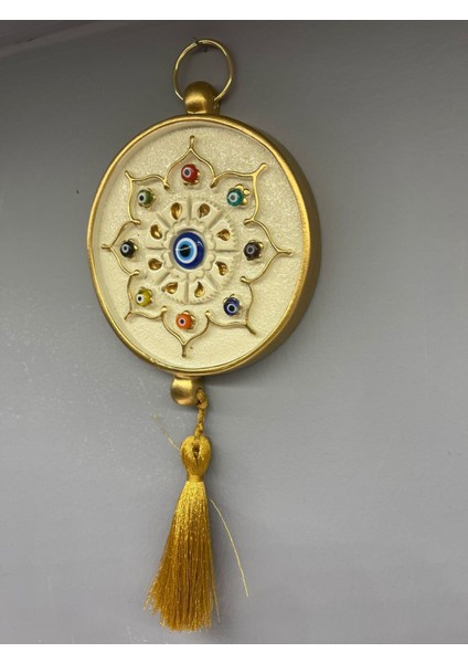 Dekoratif Polyester Tekli Nazarlık Küçük Boy Krem Gold fırsatları