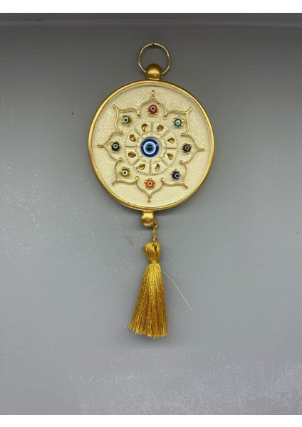 Dekoratif Polyester Tekli Nazarlık Küçük Boy Krem Gold indirimleri