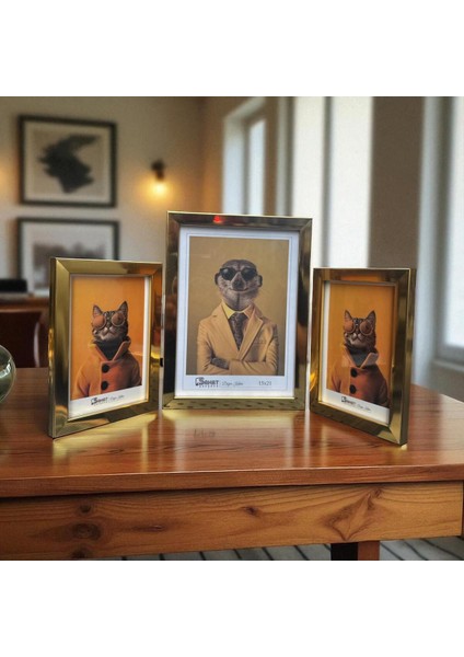 Dekoratif Ahşap Sanat Üçlü Resim Çerçevesi Gold fiyatları