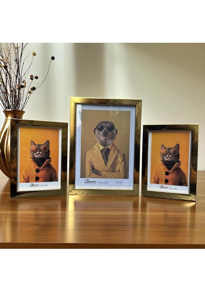 Dekoratif Ahşap Sanat Üçlü Resim Çerçevesi Gold fırsatları