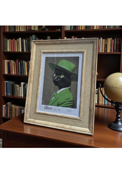 Dekoratif Ahşap Sanat Resim Çerçevesi Bej 15X21 cm