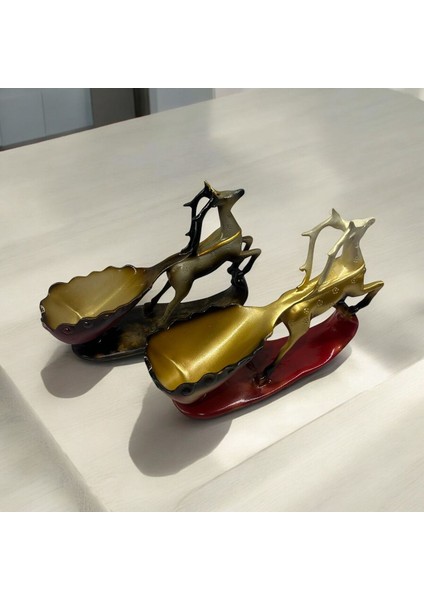 Dekoratif Polyester Kızaklı Geyik Biblo Krem Beyaz fırsatları