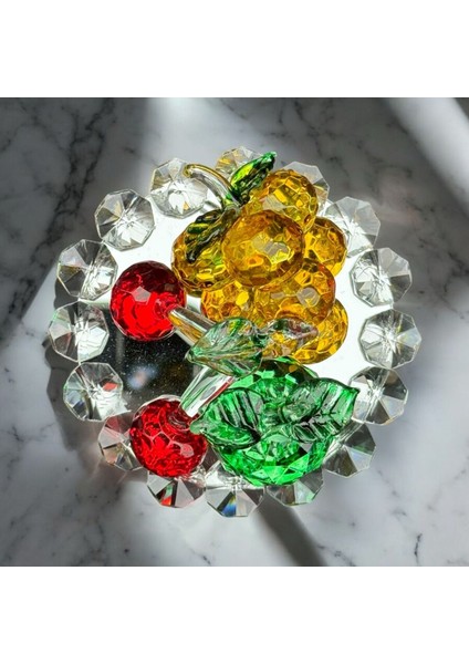 Dekoratif Kristal Cam Ayaklı Üçlü Meyve Tabağı Renkli fiyatları