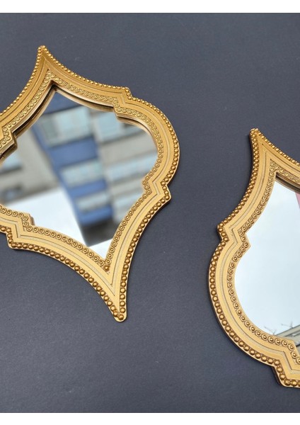 Dekoratif Polyester Ikili Damla Ayna Takımı Gold fiyatları