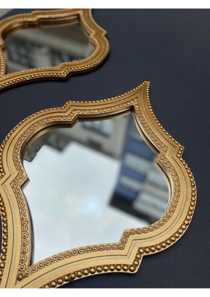 Dekoratif Polyester Ikili Damla Ayna Takımı Gold fırsatları