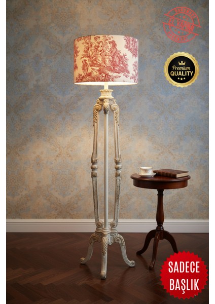 Vintage Toile De Jouy Desenli Lambader Başlığı Kırmızı fırsatları