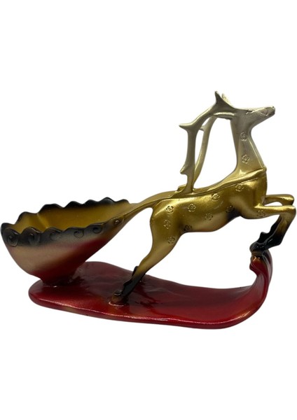 Dekoratif Polyester Kızaklı Geyik Biblo Krem Beyaz