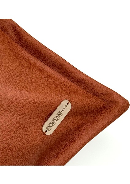 Tokyo - Köşe Hat Dikişli Suni Nubuk Deri Kırlent Kılıfı / 45x45cm fırsatları