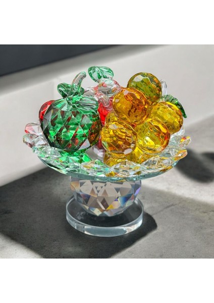 Dekoratif Kristal Cam Ayaklı Üçlü Meyve Tabağı Renkli fırsatları