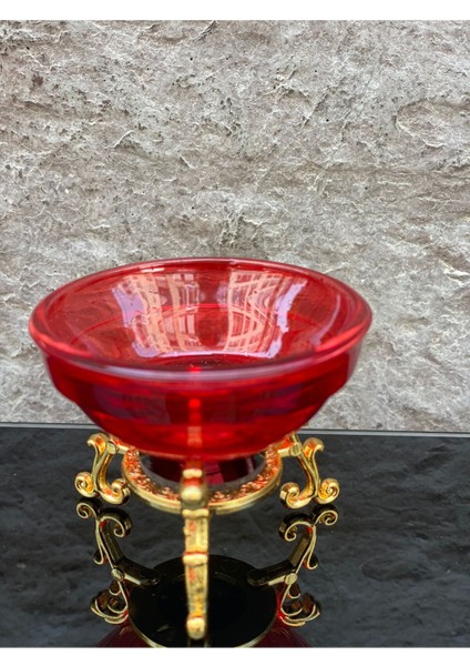 Dekoratif Kristal Cam Tekli Renkli Sunum Çanağı Kırmızı fiyatları