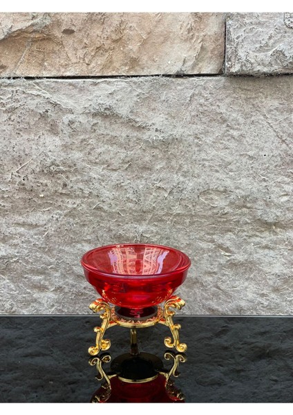 Dekoratif Kristal Cam Tekli Renkli Sunum Çanağı Kırmızı indirimleri