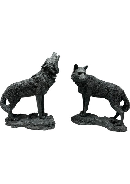 Dekoratif Polyester Ikili Kurt Biblo Antrasit Koyu Gri