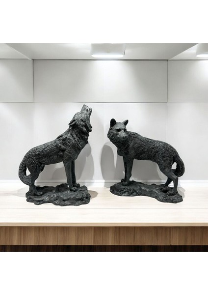Dekoratif Polyester Ikili Kurt Biblo Antrasit Koyu Gri modelleri