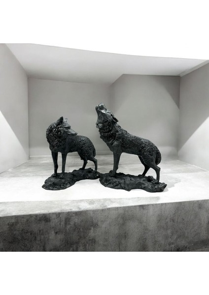 Dekoratif Polyester Ikili Kurt Biblo Antrasit Koyu Gri fırsatları