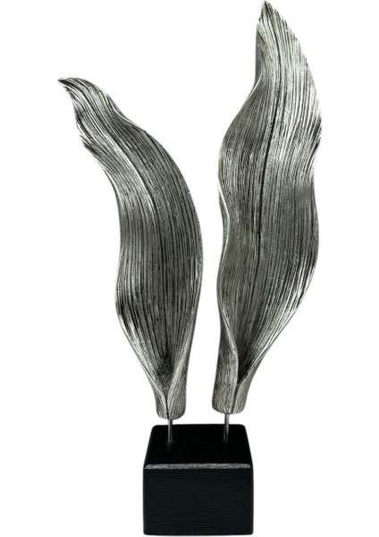 Dekoratif Polyester Ikili Yaprak Aksesuar Gümüş Eskitme